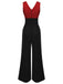 Rot 1930er Polka Dots Patchwork Jumpsuit