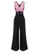 Rot 1930er Polka Dots Patchwork Jumpsuit