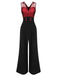 Rot 1930er Polka Dots Patchwork Jumpsuit