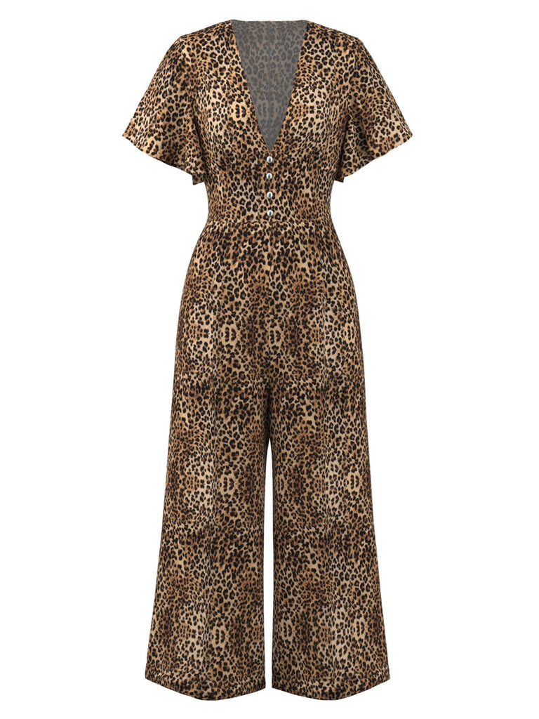 [Vorverkauf] Leopard 1930er Samt Vintage Jumpsuit