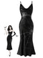 [Vorverkauf] 30er Satin-Maxikleid mit Spinnennetz und Wasserfallausschnitt