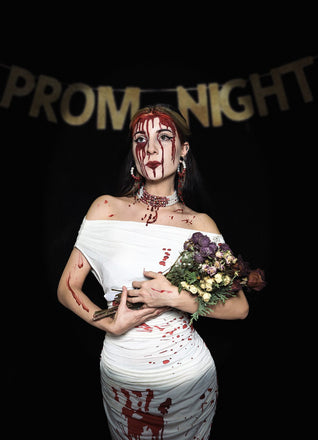 Weiß 1960er Halloween Blut Bleistiftkleid