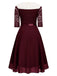 1950er Solides Schulterfreies Patchwork-Kleid Aus Spitze
