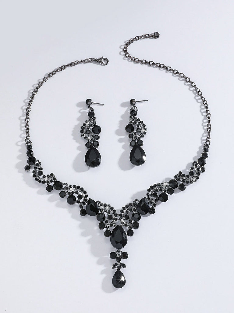 2PCS Rhinestone Halskette & Ohrringe Set