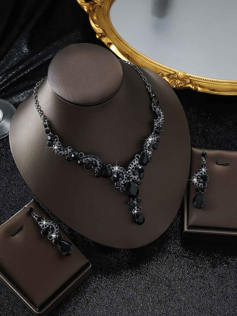 2PCS Rhinestone Halskette & Ohrringe Set