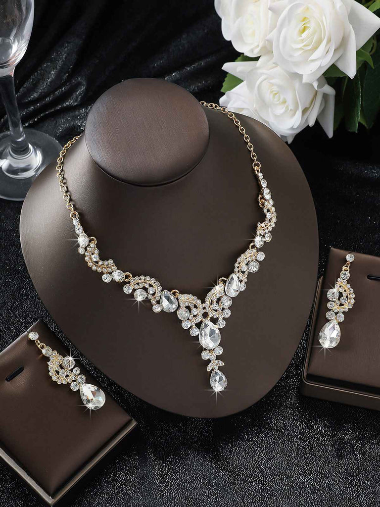 2PCS Rhinestone Halskette & Ohrringe Set