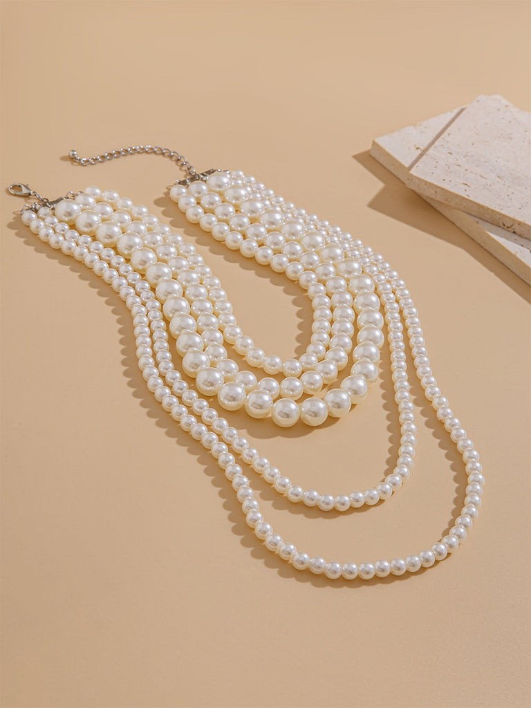 Weiß Vintage Geschichtet Perle Halskette