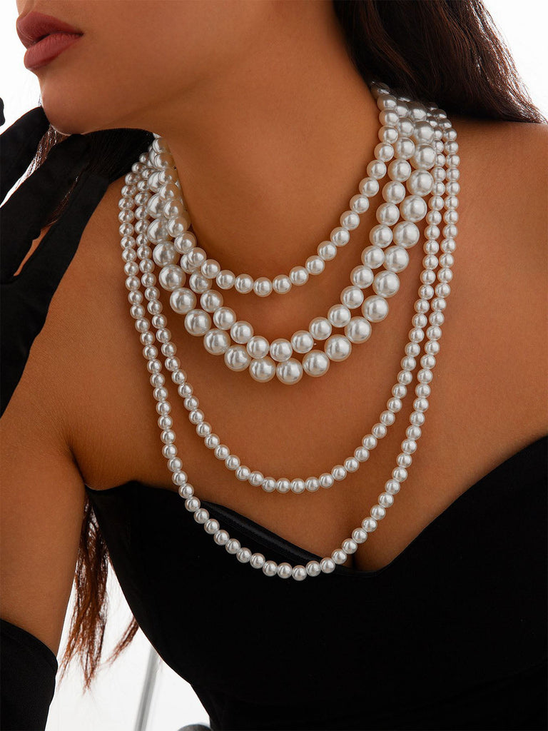 Weiß Vintage Geschichtet Perle Halskette