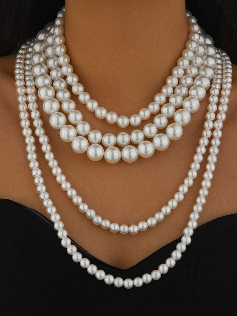 Weiß Vintage Geschichtet Perle Halskette