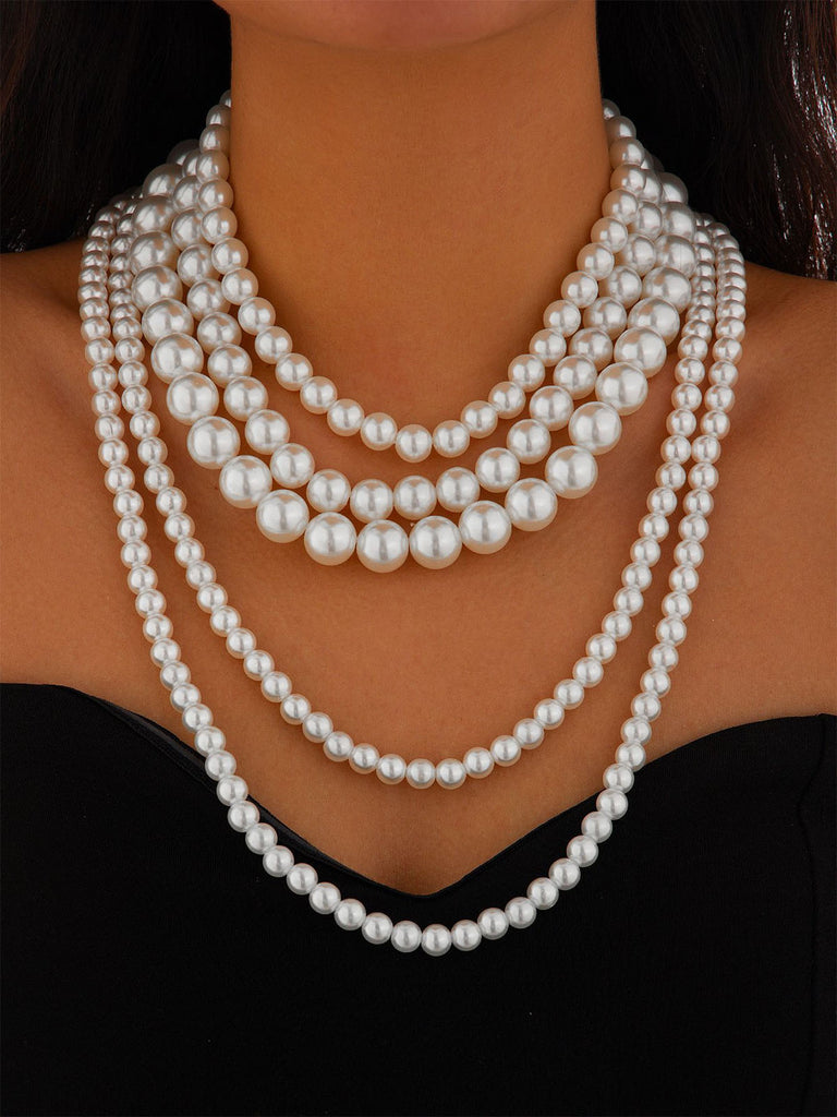 Weiß Vintage Geschichtet Perle Halskette