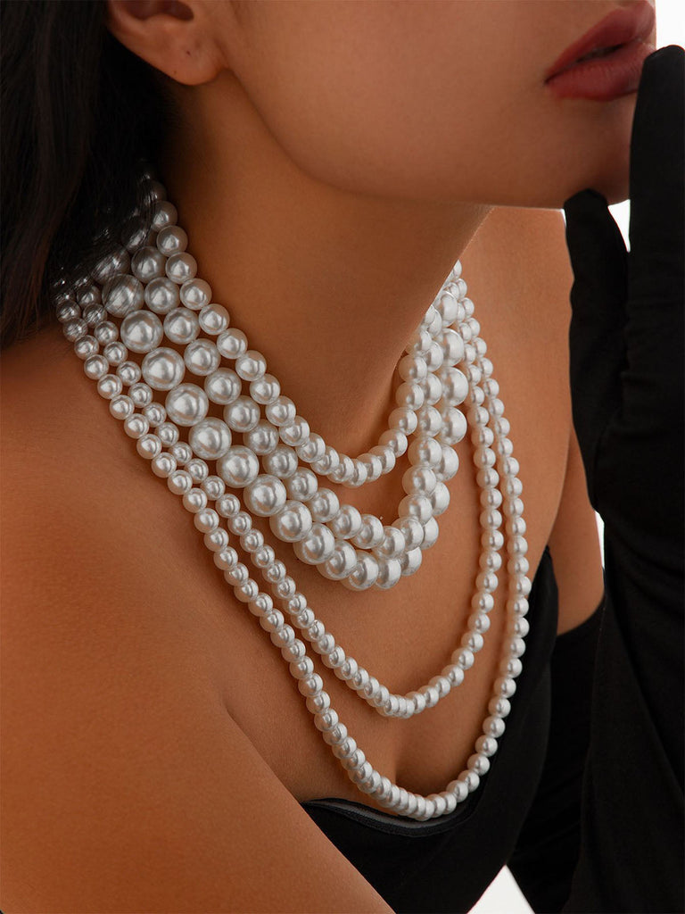 Weiß Vintage Geschichtet Perle Halskette