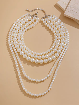Weiß Vintage Geschichtet Perle Halskette