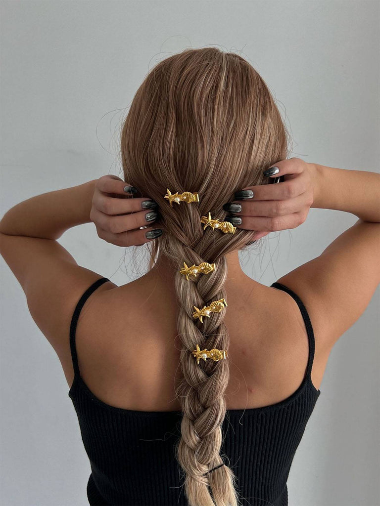 3D Seestern Muschel Perle Haarspange