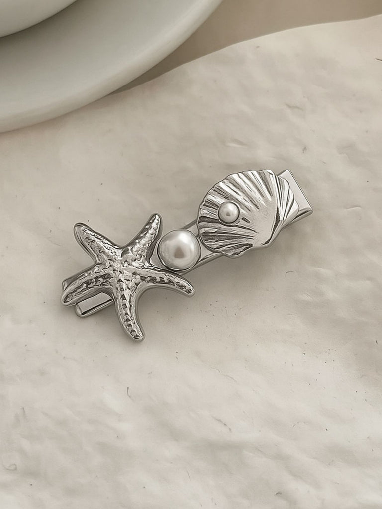 3D Seestern Muschel Perle Haarspange