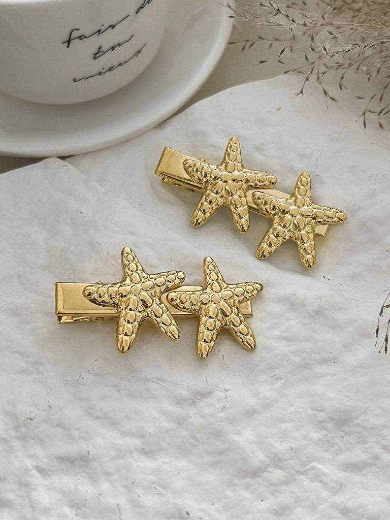 Vintage 3D-Seestern Metall Haarnadel