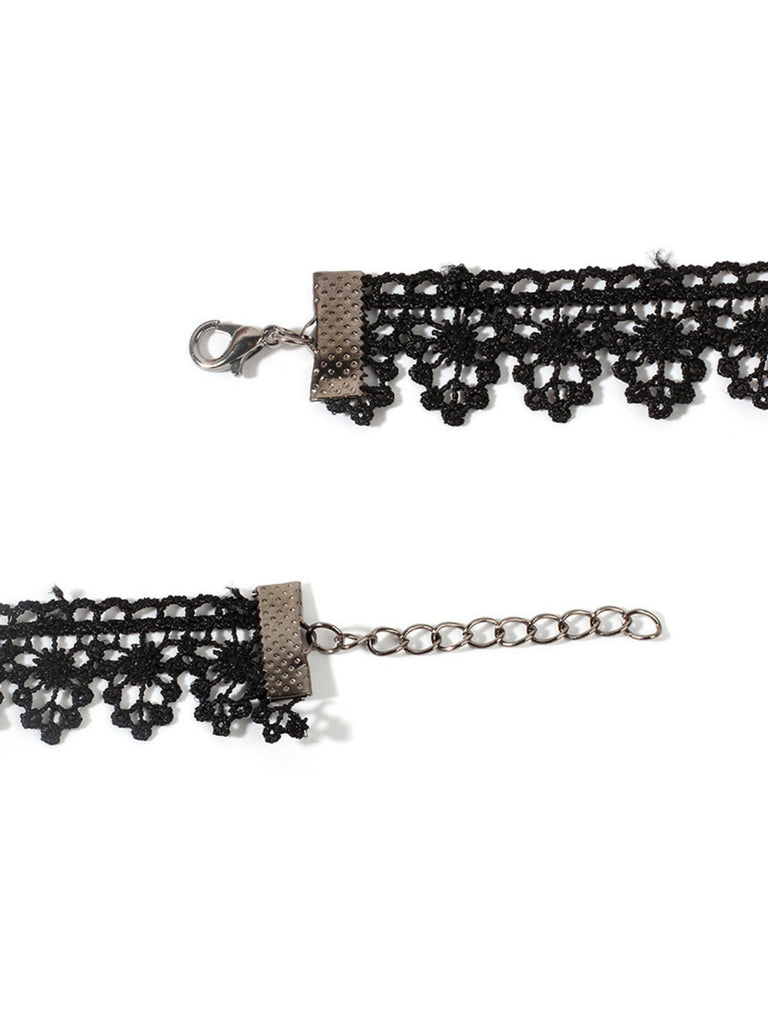 Gothic 3D Rose & Stickerei Spitze Choker Halskette