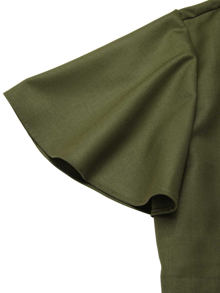 2PCS Grün 1950er Viktorianisch Bogen Tie Kleid & Kurzes Cape