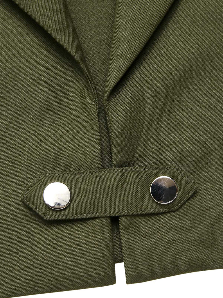 Grün 1950er Revers Solide Kurzes Cape