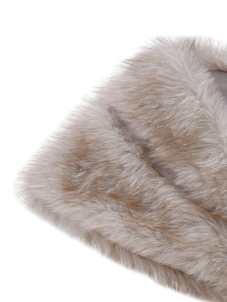 [Vorverkauf] Braun 1920er Kunst Pelz V-Ausschnitt Wickeln Schal