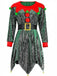 Grün 1950er Pailletten Weihnachten Elf Kostüm Set