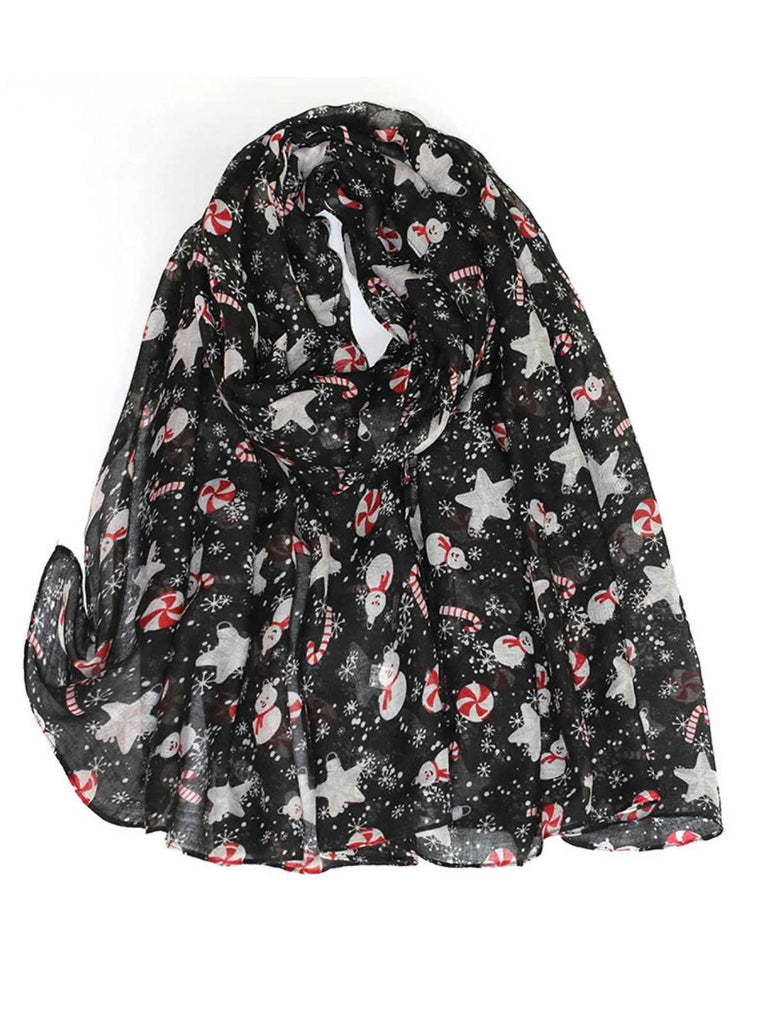 Vintage Weihnachten Karikatur Gedruckt Seide Schal