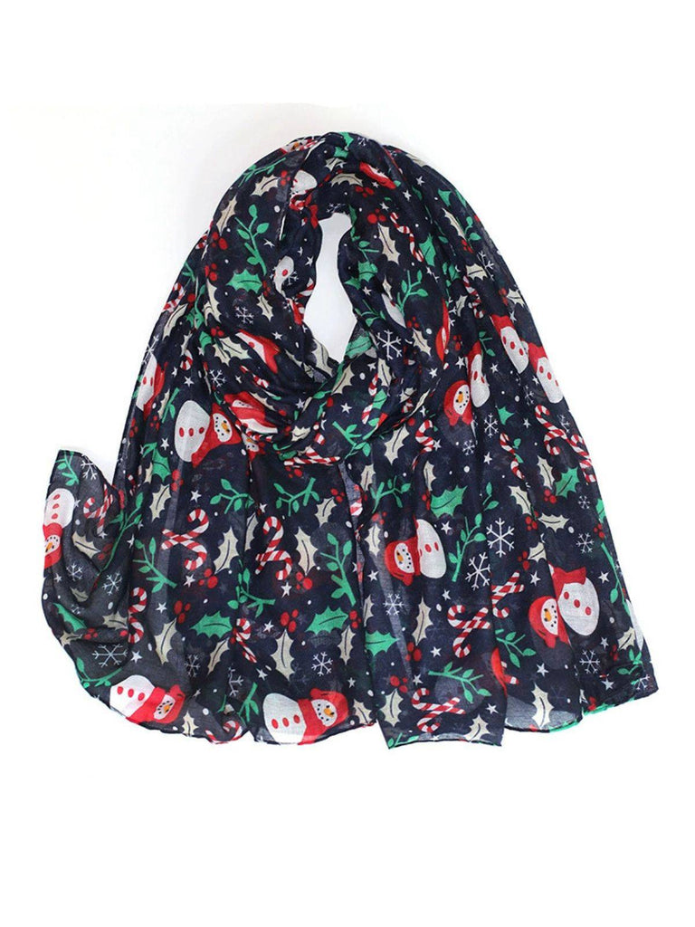 Vintage Weihnachten Karikatur Gedruckt Seide Schal