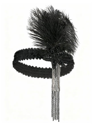 1920er Gatsby Feder Pailletten Perlen Kopfschmuck
