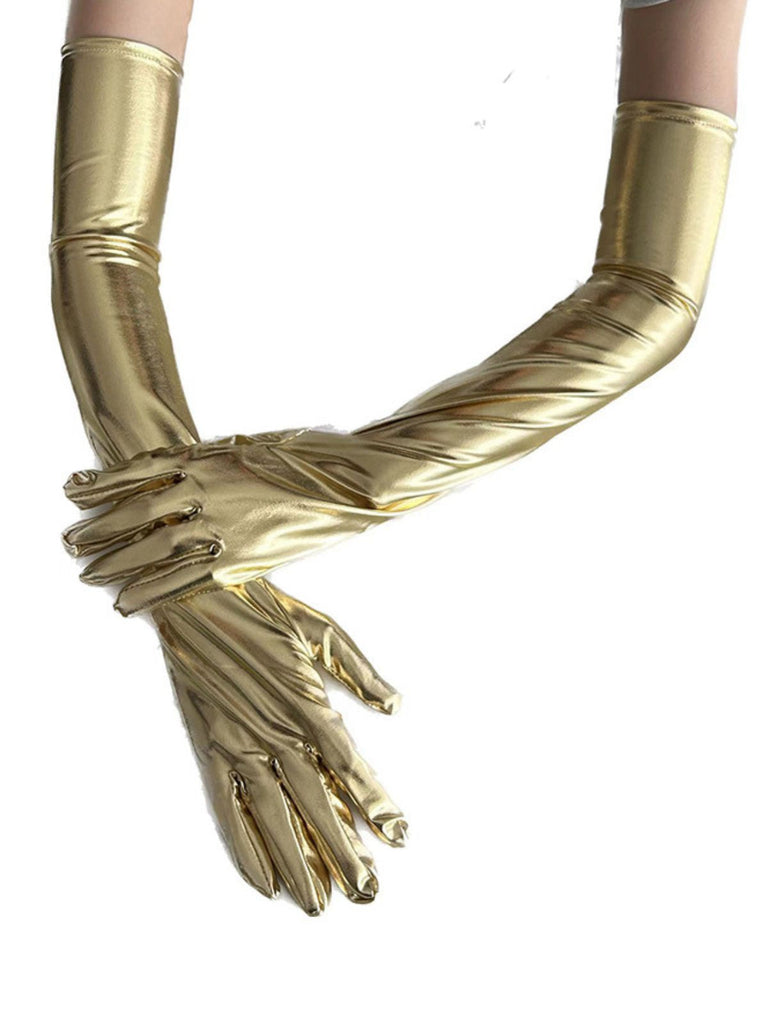 Lack Leder Solide Voll Finger Handschuhe