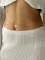 Goldene Taillenkette mit Blumen und doppelter Perlenlage