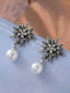 Vintage Edelweiß-Hängeohrringe mit Perlen und Strass