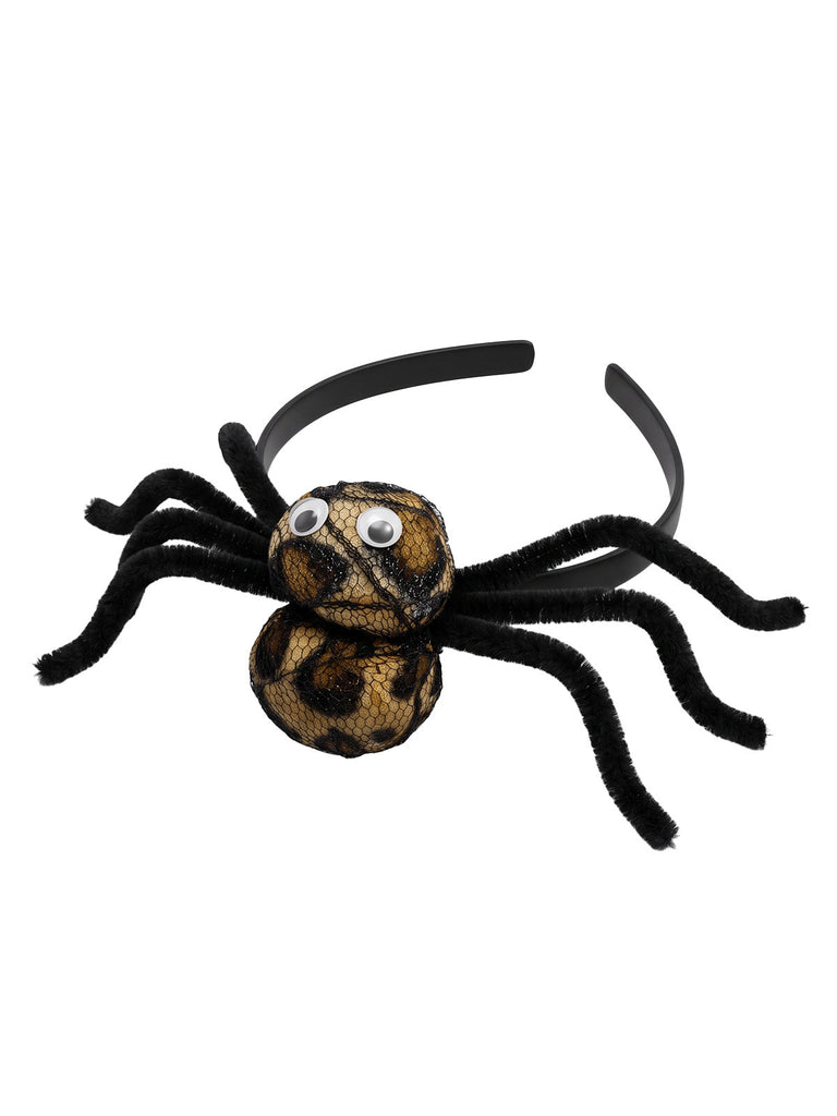 Schwarz Halloween Haarreif mit Leoparden-Print und Spinne