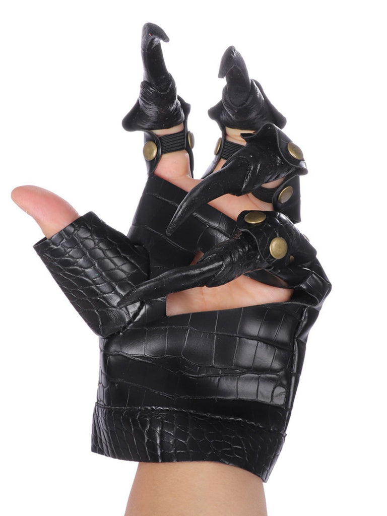 Schwarze Gothic-Handschuhe mit Krallenfingern