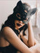 Schwarze Halloween-Cosplay-Maske mit Hörnern