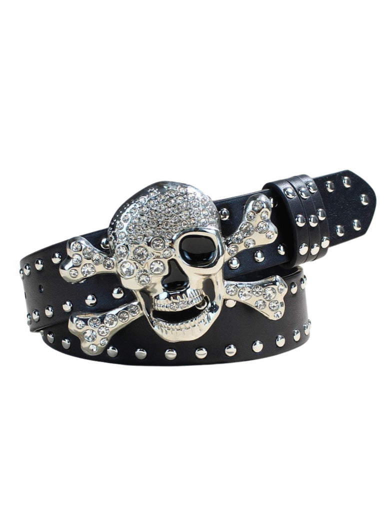 Halloween Gothic Accessoire-Gürtel mit Totenkopf und Strass