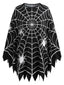 Schwarzes Gothic-Cape mit Spinnennetz und Zacken-Saum