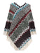 70er Boho Strick-Poncho mit Chevronmuster und Fransen