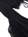 Schwarzes 70er Gothic Cape mit Spitze und Glockenärmeln