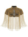 20er Gatsby-Capelet mit Stehkragen, Perlen und Fransen