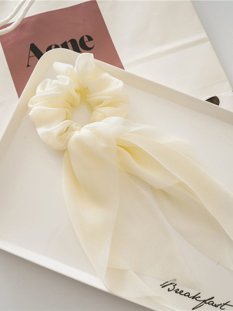 Solid Chiffon Hair Scrunchie With Tail