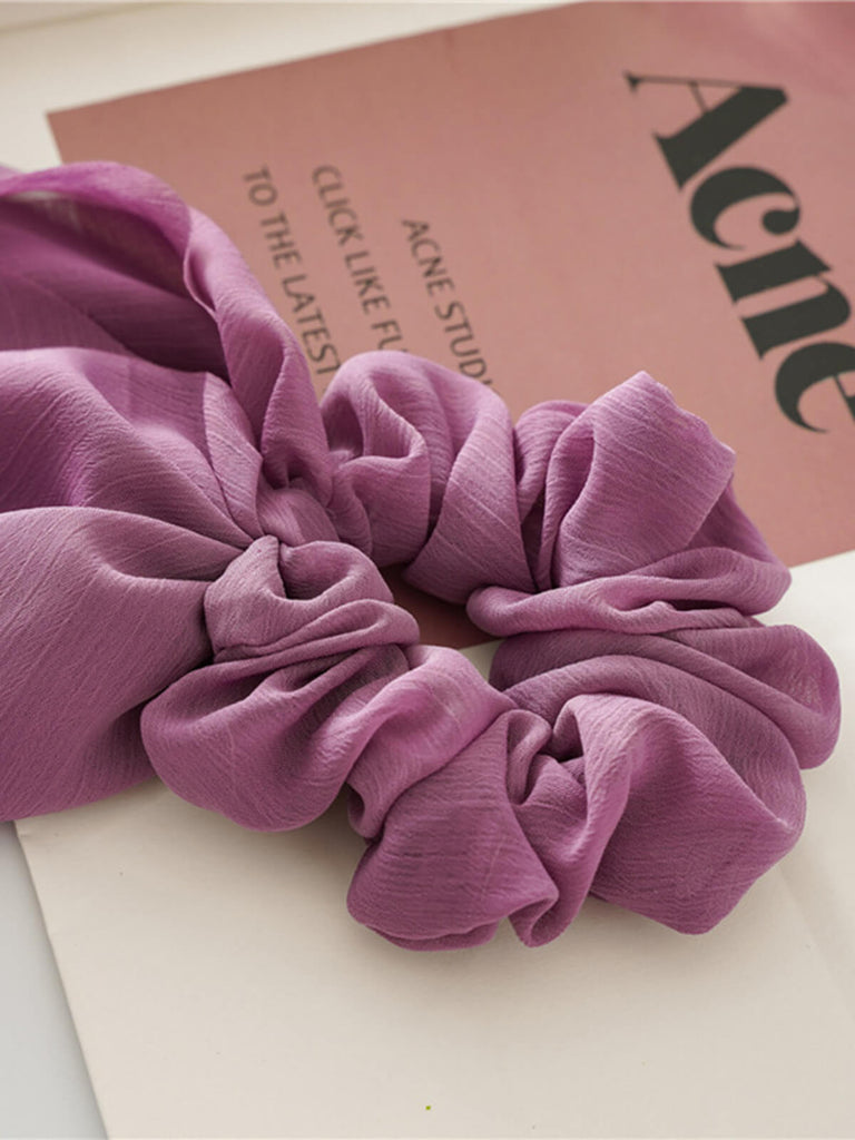 Solid Chiffon Hair Scrunchie With Tail