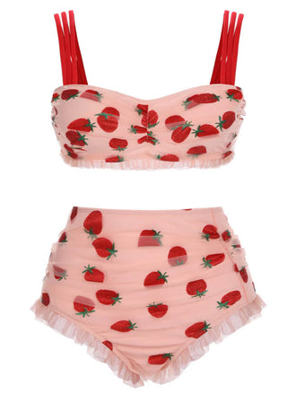 [Große Größen] Strawberry Cami Tankini Set Aus Spitze