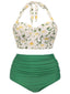 [Große Größen] floralem Halter und Schnürung Bikini-Set