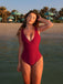 Rot Halfter Fester Einteiliger Badeanzug