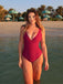 Rot Halfter Fester Einteiliger Badeanzug