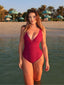 Rot Halfter Fester Einteiliger Badeanzug