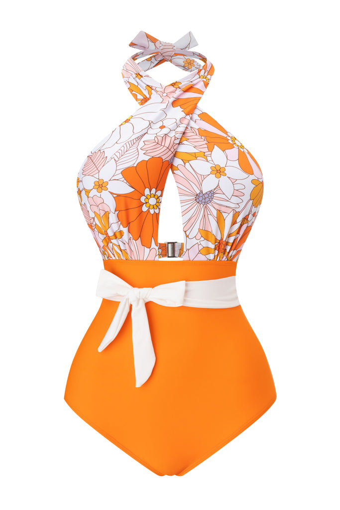 Fliege Floral Cross Straps Badeanzug