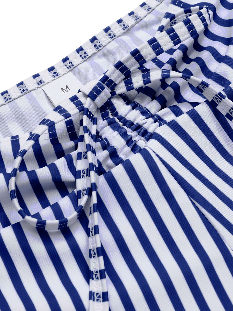 1930er Kordelzug Träger Vertikale Streifen Boxer Bikini