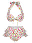 1950er Halter Blümchen Blumen Rüschen Bikini Set