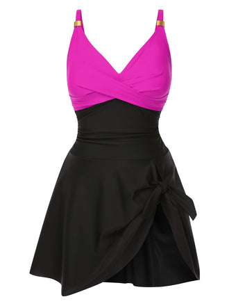 1940er Rüschen Patchwork Twist Badekleid