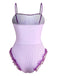 Lavendel 1950er Streifen Netz Rüschen Badeanzug